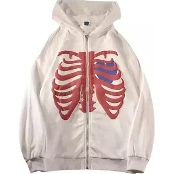 Dámská mikina Dámská mikina s potiskem kostry - Bílý,XL