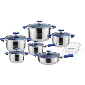 Sada nádobí Home Elements Sada nerezového nádobí 13 ks stříbrná/modrá