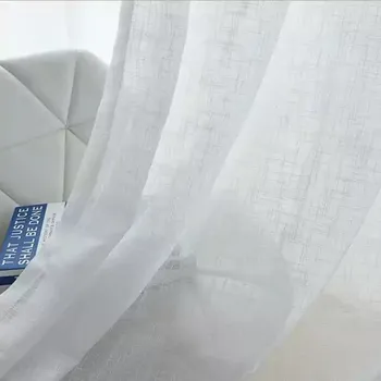 Bílé voálové záclony bez vzoru - Bílý,250 x 270 cm,Tunel