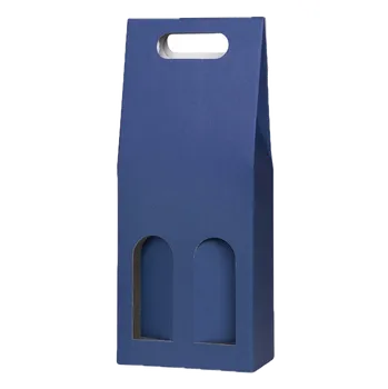 Dárková krabička Krabička papírová modrá na 2 láhev