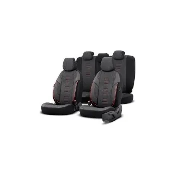 Potah sedadla Univerzální sada potahů sedadel Throne černá/šedá/červená – 11dílná – vhodná pro boční airbagy