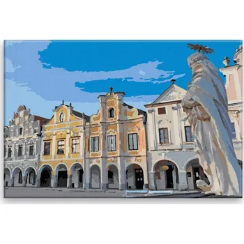 Dětské zboží Malování podle čísel - Náměstí Telč - 60x40 cm, bez dřevěného rámu - CZ výroba