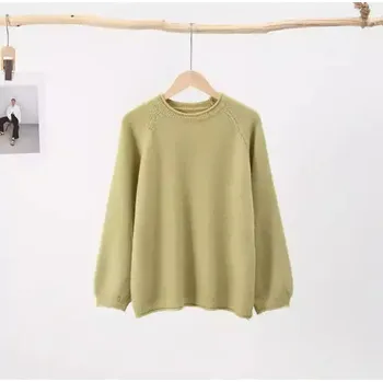 Dámské oblečení Volný dámský svetr s dlouhým rukávem - Žlutá,XL