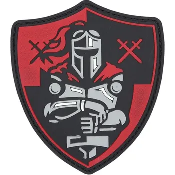 101. INC Nášivka Rytířský štít červený 3D PVC Velcro Knight shield red