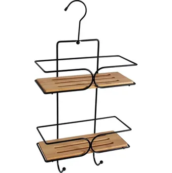 BISK Erga Plain, závěsná 2-polička 250x110x495 mm, černá matná-hnědá, ERG-08047