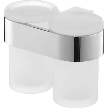 Držák na kartáček BISK Erga Futura, dvojitá sklenice na zubní kartáčky, chromová, ERG-02988