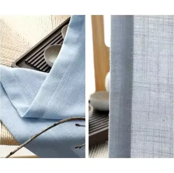 Záclona Moderní bavlněná dekorační záclona - Modrá,250 x 260cm,Na žabky