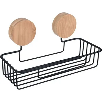 BISK Erga Plain, obdélníková koupelnová polička, černá matná-hnědá, ERG-08115