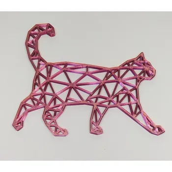 Růžová kočka - metalická dekorace