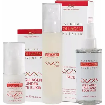 Kosmetická sada Inventia Živý kolagen FACE 50 ml + Oční elixír 15 ml + živá voda s kyselinou hyaluronovou 150 ml dárková sada