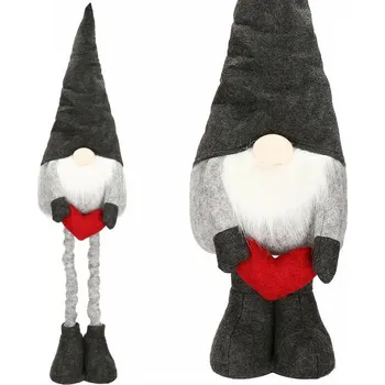 Vánoční dekorace Springos Skřítek GNOM se srdcem, nasatvitelný 63-93 cm