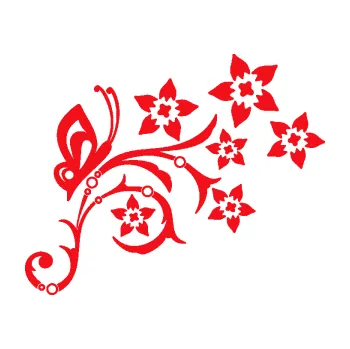 Samolepící dekorace SAMOLEPKA Květina dekor 047 pravá s motýlem (10 - červená) NA AUTO, NÁLEPKA, FÓLIE, POLEP, TUNING, VLASTNÍ TEXT, TISK, AUTOSAMOLEPKY.cz, POLEPY, OBRÁZEK, LOGO, SAMOLEPKY