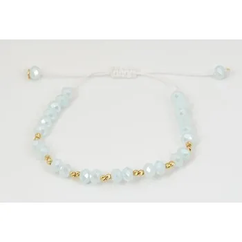 Náramek Provázkový náramek se zlatými kuličkami a korálky ZLNA1292F + Dárek zdarma