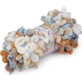 Příze Pletací příze Alize Puffy color 100 g, barva 27 (6530) hnědá přírodní