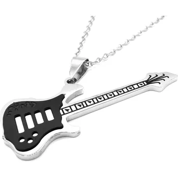 Náhrdelník Steel Jewelry Řetízek a Přívěsek KYTARA ČERNÁ Chirurgická ocel NH231203 dárkové balení zdarma