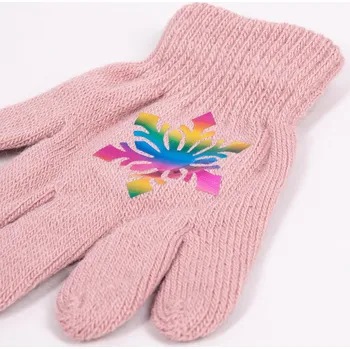 Rukavice YO Rukavice prstové RED0068G starorůžové s barevnou vločkou velikost rukavic: 18 cm