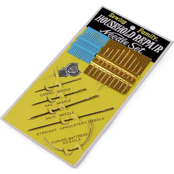 Galanterie Sada ručních a čalounických jehel, zlatá ucha