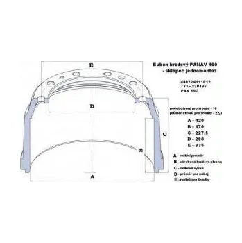 Brzdový buben Brzdový buben 420x170x227,5/280/335/24x10 Panav sklápěč jednom. 49