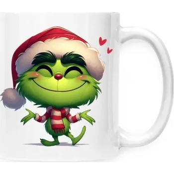 Pánská móda Hrnek malý bílý s potiskem Roztomílý Grinch se usmívá 3
