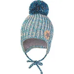 Dětská pletená čepice Little Angel s bambulí LA Outlast ® - modrý melír obvod hlavy 42-44 cm