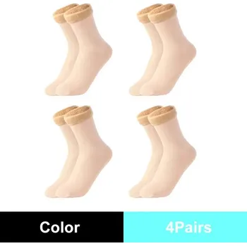 Dámské ponožky Dámské termo ponožky s vnitřním chlupem (4 páry) Barva: tělová