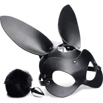 Anální kolík Tailz Bunny Tail Anal Plug and Mask Set Black