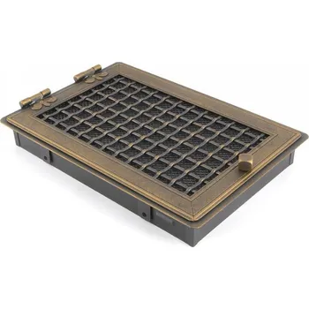 Krbová obestavba Krbová mřížka PREMIUM STYL 21x32 cm, zlatá patina s žaluzií