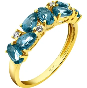 Prsten Zlatý prsten s brilianty a topazy London Blue - ryzost 585 - 214.192