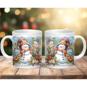 Hrnek 330ml, SNĚHULÁK s čepicí, cena za 1 ks