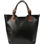 Velká kožená černo-hnědá dámská kabelka