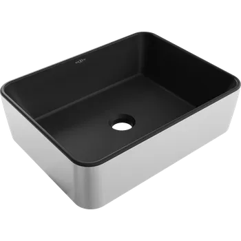 Mexen Catia umyvadlo na desku 48 x 37 cm, černá matná/stříbrná - 21314874 Koupelnové umyvadla