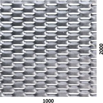 Plech KOVIAN, s.r.o. Ťahokov Zn, oko: 47x18mm, mostík: 8mm (1000x2000x1,5mm), orientácia oka: rozmer oka 47mm je rovnobežná s rozmerom tabule 1000mm