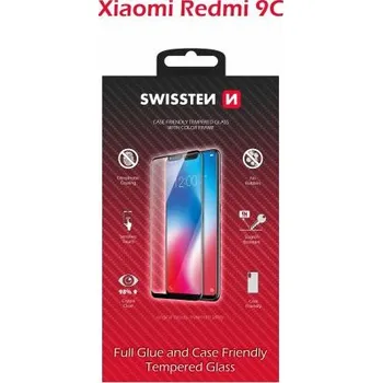 Telefonní příslušenství Sklo swissten full glue, color frame, case friendly xiaomi redmi 9c černé