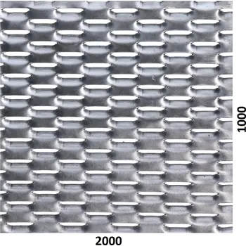 Plech KOVIAN, s.r.o. Tahokov Zn, oko: 47x18mm, mostík: 8mm (2000x1000x1,5mm), orientace oka: rozměr oka 47mm je rovnoběžná s rozměrem tabule