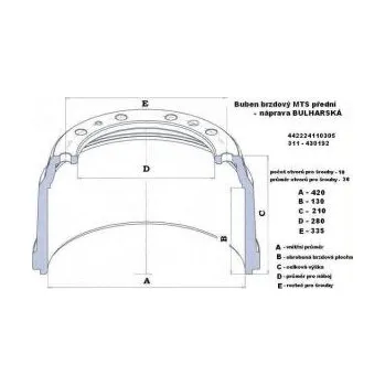 Brzdový buben Brzdový buben MTS přední náprava bulharská 3909