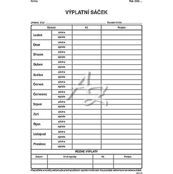 Tiskopis výplatní sáček 162x230mm (ks), (1570)