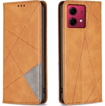 Pouzdro na mobilní telefon TT-TopTechnology Kožené pouzdro Motorola Moto G84 5G hnědé, brown, model knížka, řada Rhombus