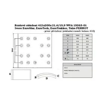 Brzdová čelist Brzdové obložení "01" pro IVECO EuroStar, EuroTech, EuroTrakker, Tatra 5526