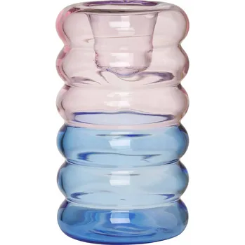 Svícen Design Letters, Svícen na klasickou svíčku Hoop růžovo-modrý - Formadore