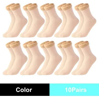 Dámské ponožky Dámské termo ponožky s vnitřním chlupem (10 párů) Barva: tělová