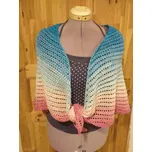 Háčkovaný šátek světle modrá-růžová