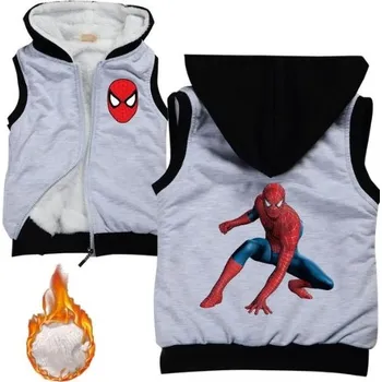 Chlapecký svetr Dětská bavlněná vesta s kožíškem a kapucí - Spiderman Barva: šedá - v postoji, Velikost: 150/11-12 let