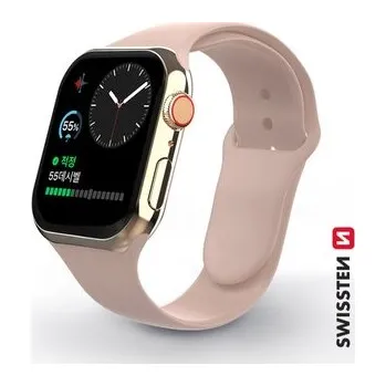 Chytré hodinky SWISSTEN silikonový řemínek pro Apple Watch 38-40 mm pískově růžový