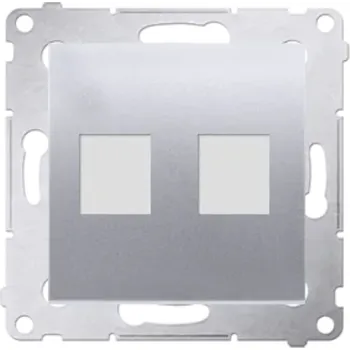 Elektrická zásuvka KONTAKT-SIMON S.A. Krytka teleinformačných zásuvek na Keystone - plochá dvojitá - stříbrná matná 75x75x32mm