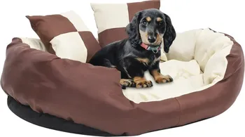Pelíšek pro psa Oboustranný omyvatelný pelíšek pro psy 85 x 70 x 20 cm hnědý/krémový