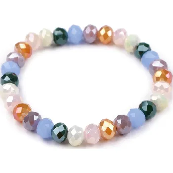 Náramek Náramek pružný z broušených korálků, barva 2 modrá světlá