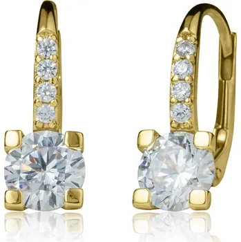 Náušnice Zlaté náušnice se zirkony hranaté 7mm