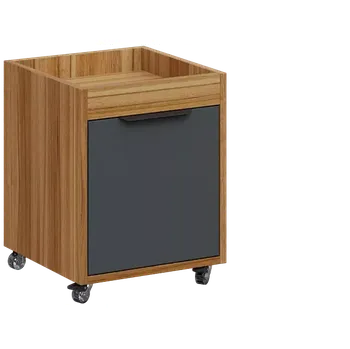 Zásuvkový kontejner AERO 50 kontejner pojízdný, 1-zásuvkový, zámek, antracit/ořech světlý