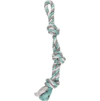 Hračka pro psa Hračka FLAMINGO bavlna - trojuzel s okem modrobílošedý