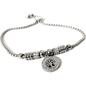 Náramek Stainles Steels náramek z chirurgické oceli STROM ŽIVOTA N11 stahovací s krystaly